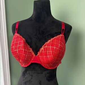 Victoria’s Secret red and gold bra 38DD
